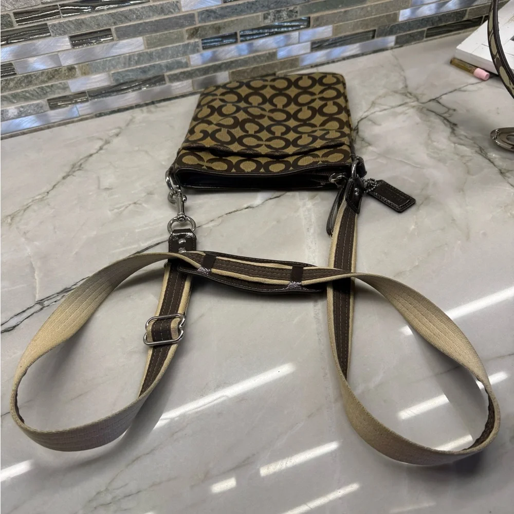 Coach Signature Brown and Tan Crossbody Bag - Picture 8 of 8